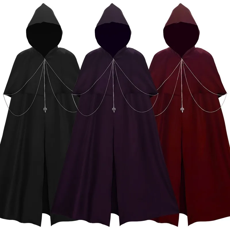 

Renaissance Hooded Cloak Halloween Chain Long Drapery Stage Performance Costume Polyester Fiber 20-50 Years Old Women