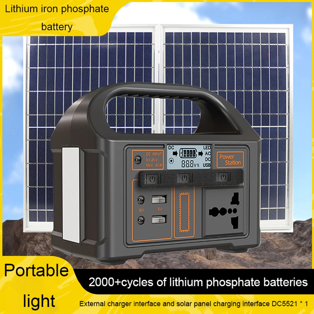 100W Portable Solar Power Station 24000mAh Emergency Mobile Power Bank 110V/220V LED Display Outdoor Battery Power Generator