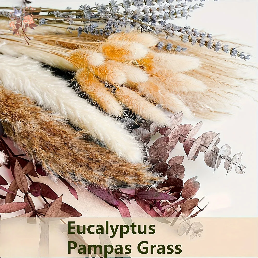 75PCS แห้ง Pampas Eucalyptus Leaf ดอกไม้ช่อดอกไม้สีส้มฤดูใบไม้ร่วงงานแต่งงาน Decor กระต่ายหางดอกไม้ Bunch Boho หน้าแรกตาราง Arrangement