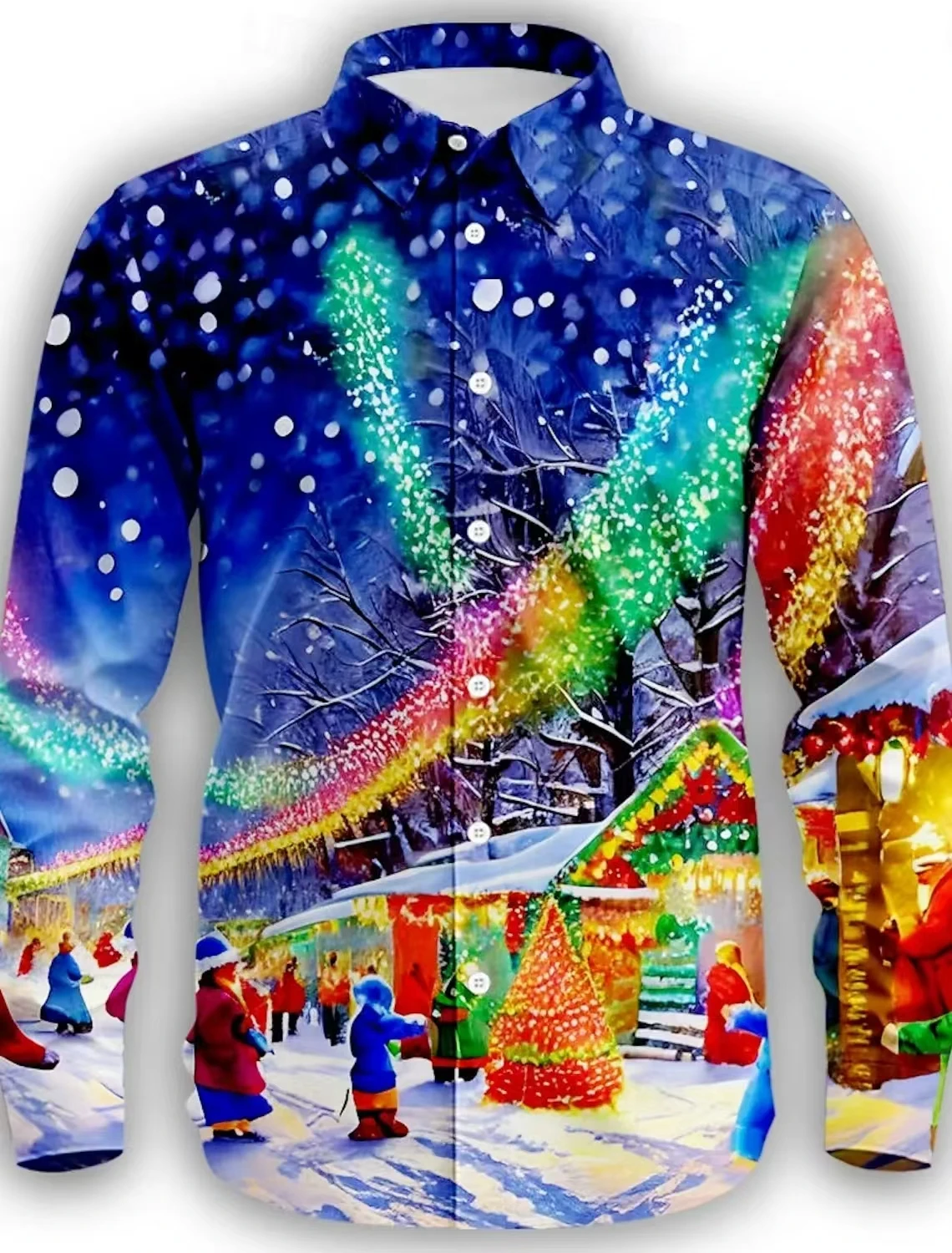 

Men's 3D Graphic Long Sleeve,Street Style Fashion,Santa Claus Christmas Tree Human face Print Design,2025 Autumn Casual Shirt