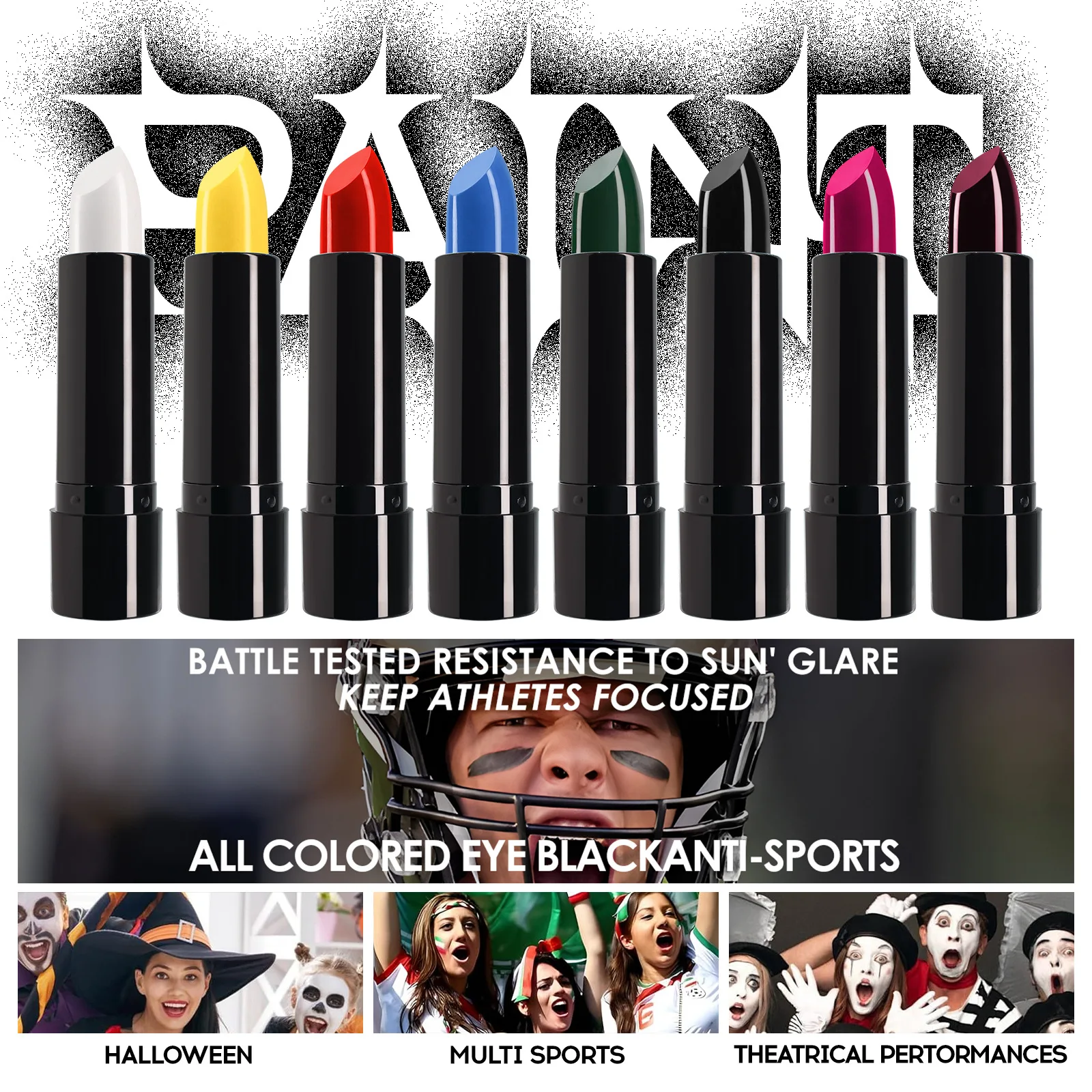 MLSMILE8 kleur Halloween lippenstift zwart en wit rood gemakkelijk te kleuren schminken pak vampier make-up