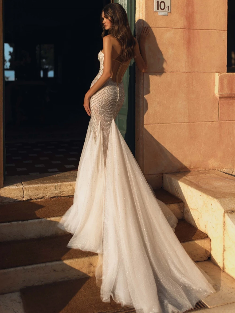 Vestido De novia romántico con escote corazón, bata De novia con cuentas brillantes, vestido De novia largo De encaje De sirena Vintage elegante, bata De boda