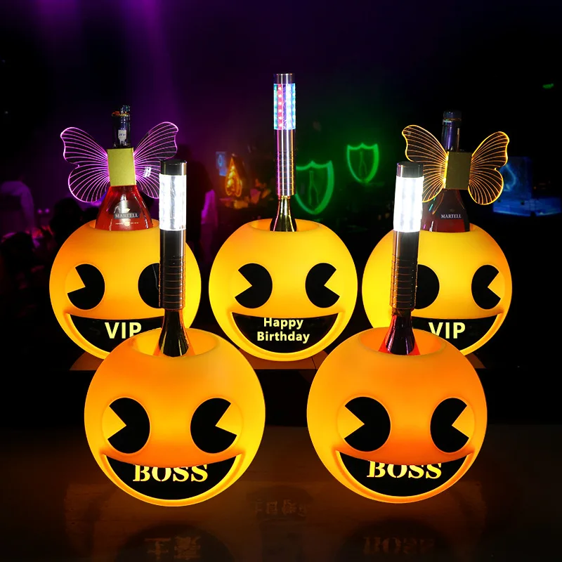 أحدث صمام ثنائي باعث للضوء، فانوس اليقطين، دلو الثلج، حامل عرض زجاجة النبيذ، ديكور حفلات الهالوين الأمريكية #2