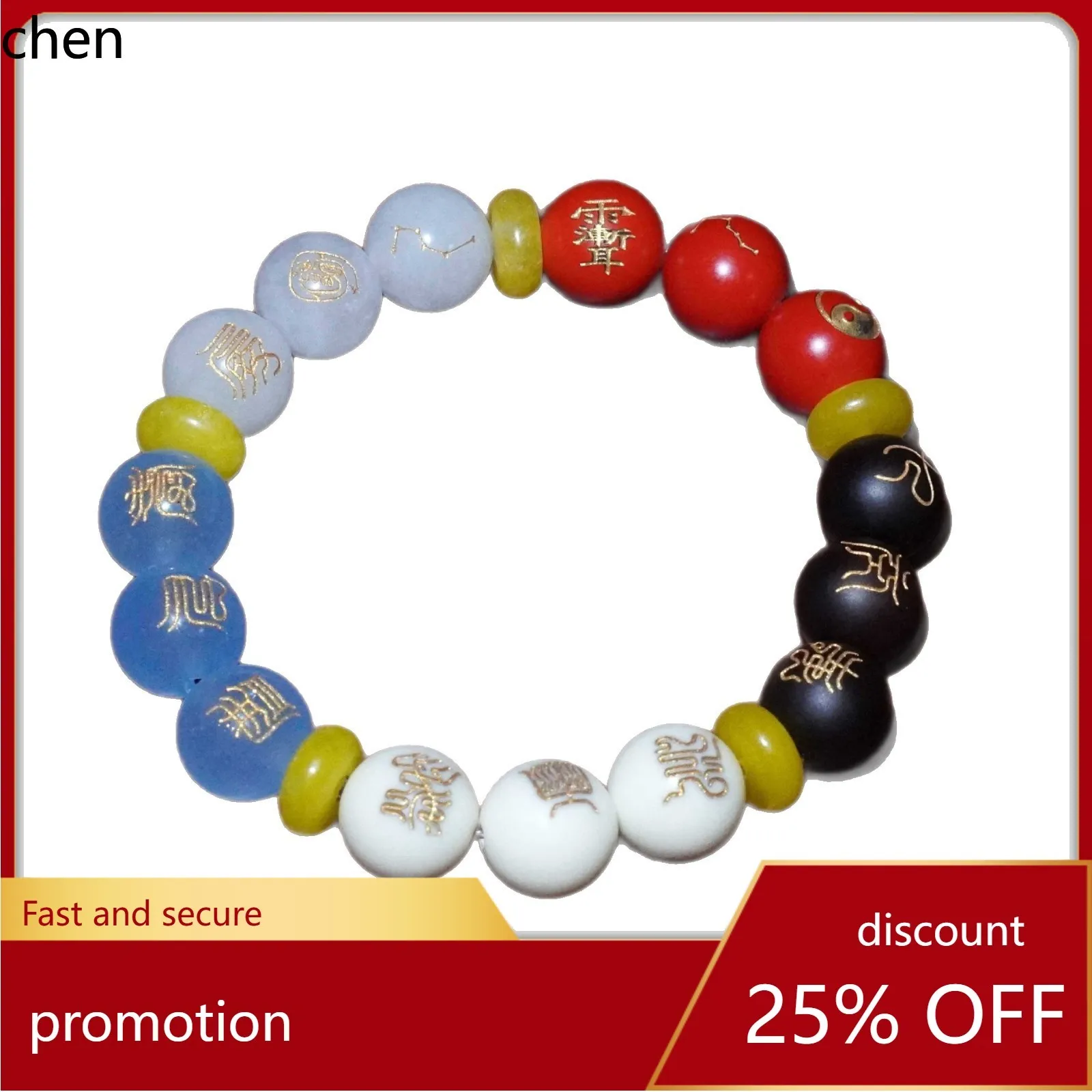 Cz lightning strike jujube wood cross heaven scripture five elements bracelet lightning strike wood taoist supplies accessories