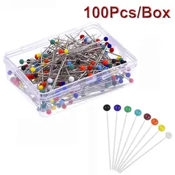 Safety 100pcs/set Fixed Stitch Glass Head Bead Sewing Needles Knitting Pin Safety Pin Dressmaking Pins