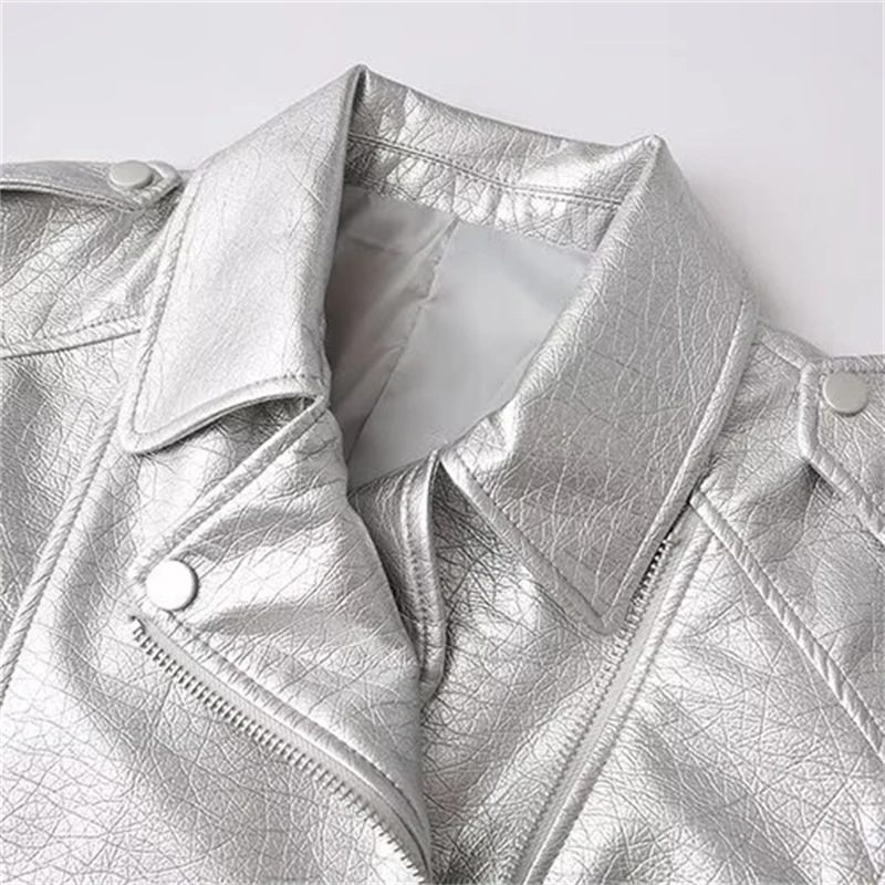 KEYANKETIAN 2025 Autumn New Women's With Belt Decoration Artificial leather Jacket Street style Asymmetrical Zipper Blazer Top