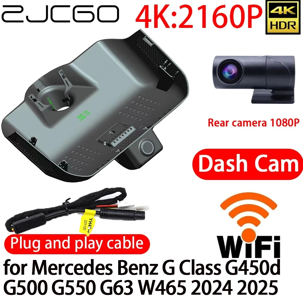 

ZJCGO 4K DVR Dash Cam Wifi Front Rear Camera 24h Monitor for Mercedes Benz G Class G450d G500 G550 G63 W465 2024 2025