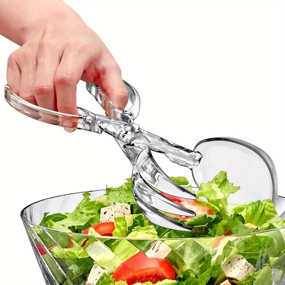 Tijeras y pinzas para ensalada de plástico transparente, reutilizables, aptas para alimentos, para cocineros, barbacoa, cocina al aire libre, buffets y catering para fiestas, 1 ud.