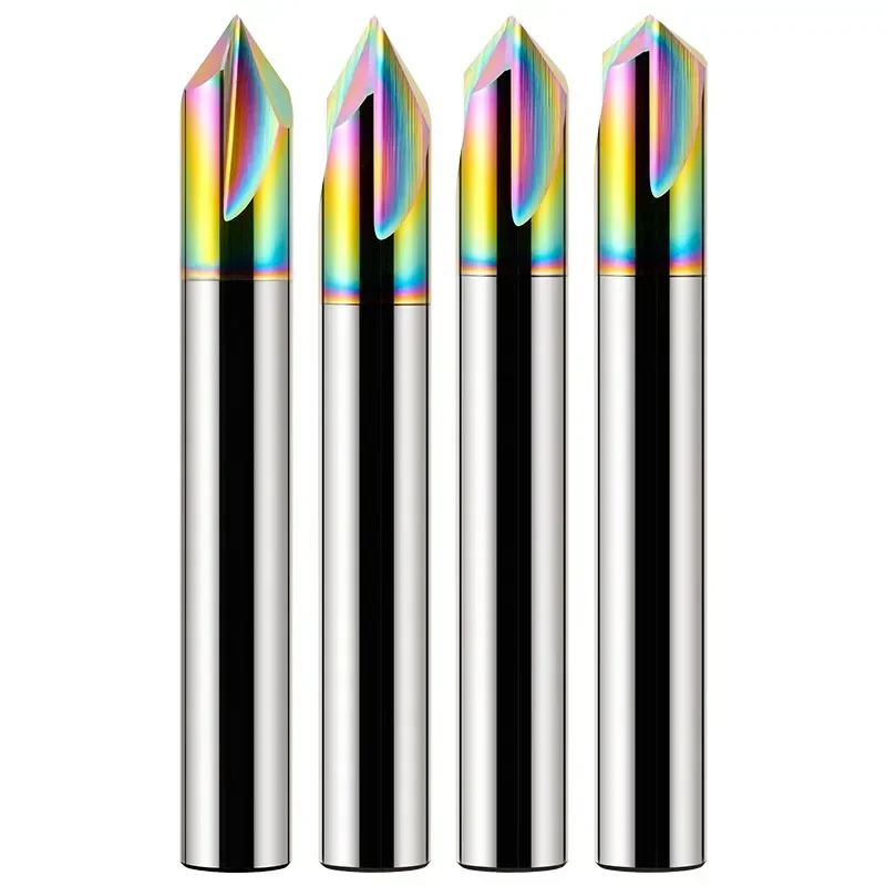 3-Flute Colorful Tungsten Steel Chamfer Milling Cutter 60°90°120°  Endmills CNC Mechanical Machining Cutters Tools
