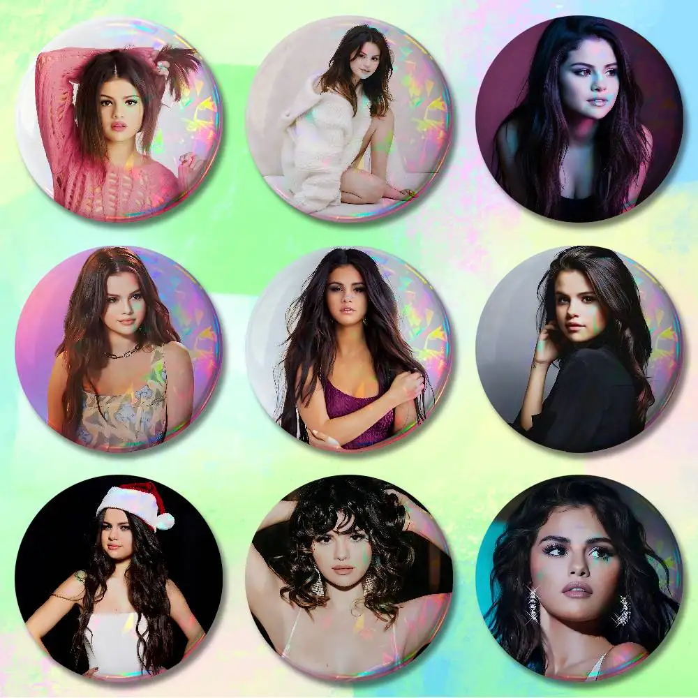 

S-Selena G-Gomezs Singer Enamel Pin Tinplate Round Brooch Cosplay Nijigen Otaku Culture Badges 58mm 44mm 32mm 75mm 25mm