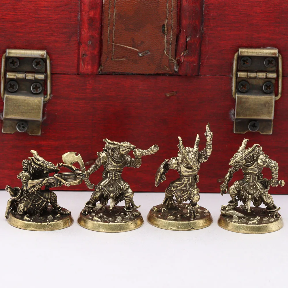Vintage Brass Ornament Orc Soliders Models Figurines Miniatures Toys Boys Cartoon Desktop Metal Doll Crafts Decoration Accessory