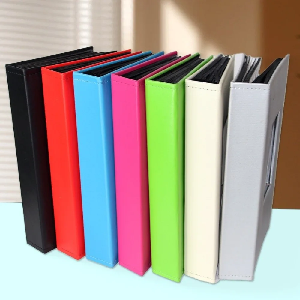 4R 6 Inch 300 Pockets Photo Album PU Leather Cover Large Capacity Insert Pocket Album Black Inner Page Picture Storage Album