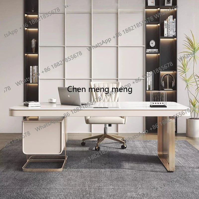 AB03  Light luxury modern minimalist style high end rock slab office table Computer desk Room desks room offices workstations