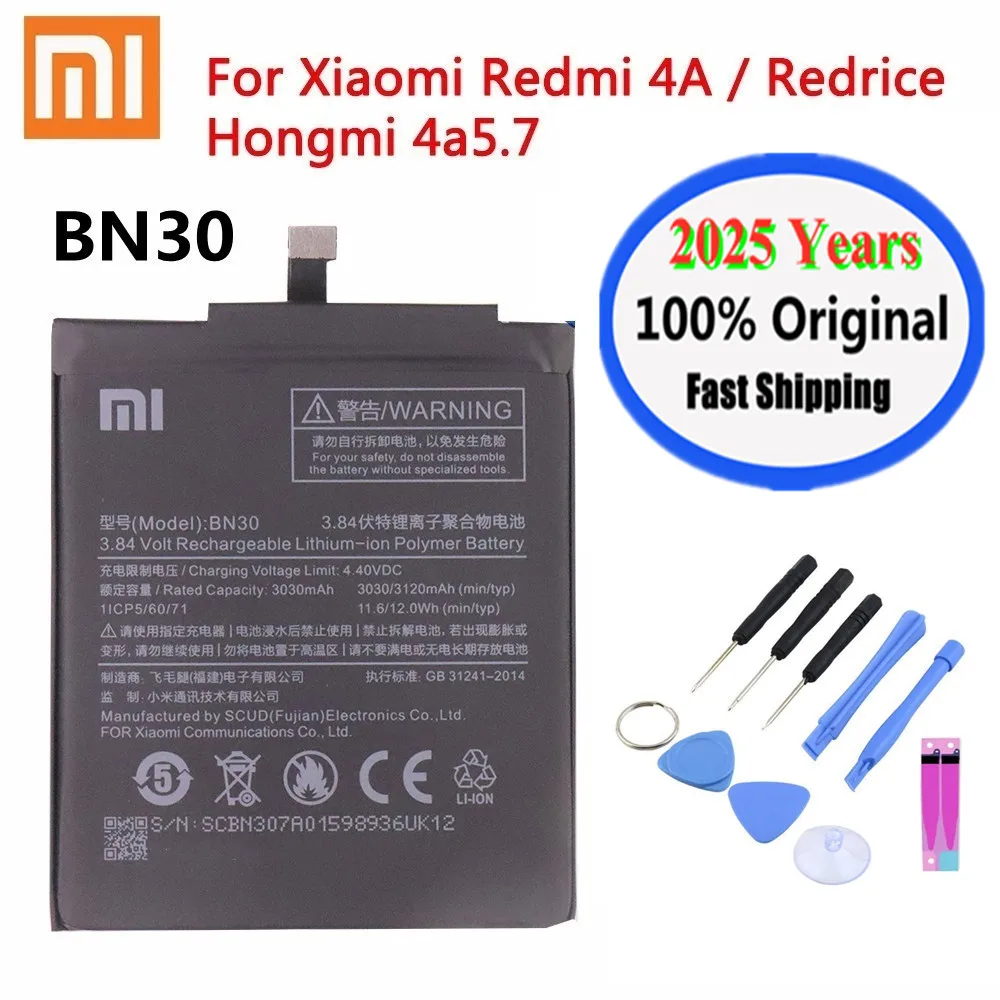 2025 Years New BN30 Original Phone Battery For Xiaomi Redmi 4A Redrice Hongmi 4A High Quality Replacement Battery Bateria