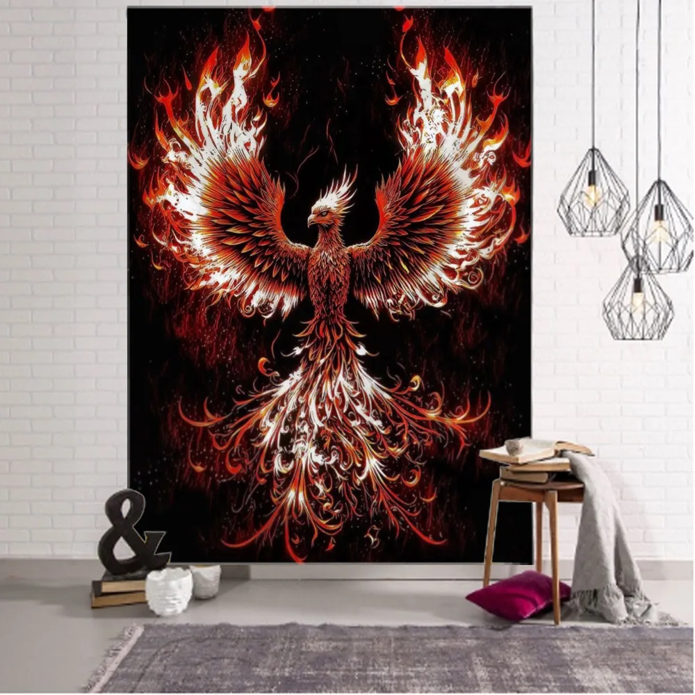 

Phoenix Flame Bird Tapestry Flying into the Sky, Psychic Anime, Animal Hippie, Bedroom, Office Wall Decoration Tapestry