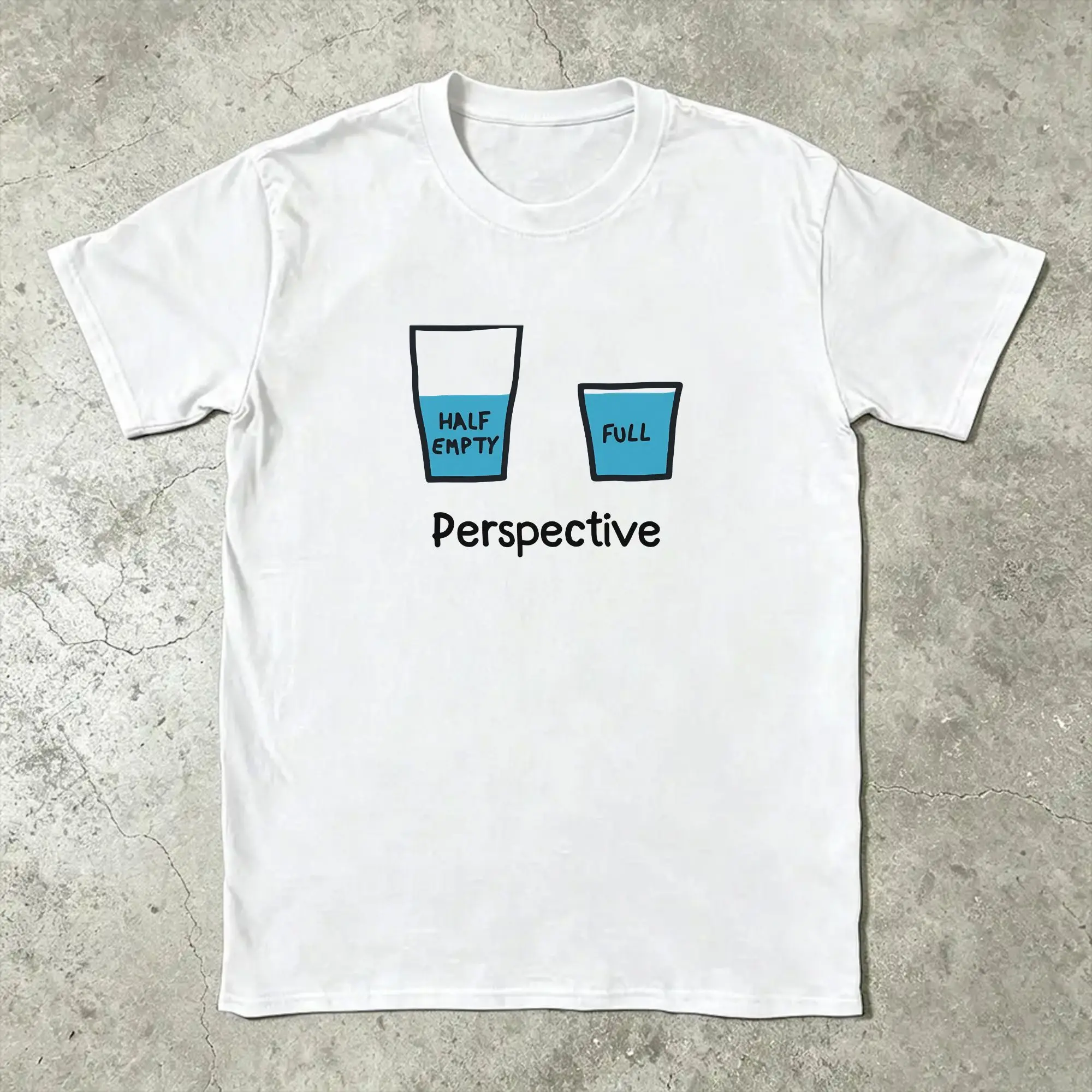 Half-Full Half-Empty Meme Psychology T Shirts for Men Cotton Vintage T-Shirt Round Neck  Tees Short Sleeve Clothes Printed