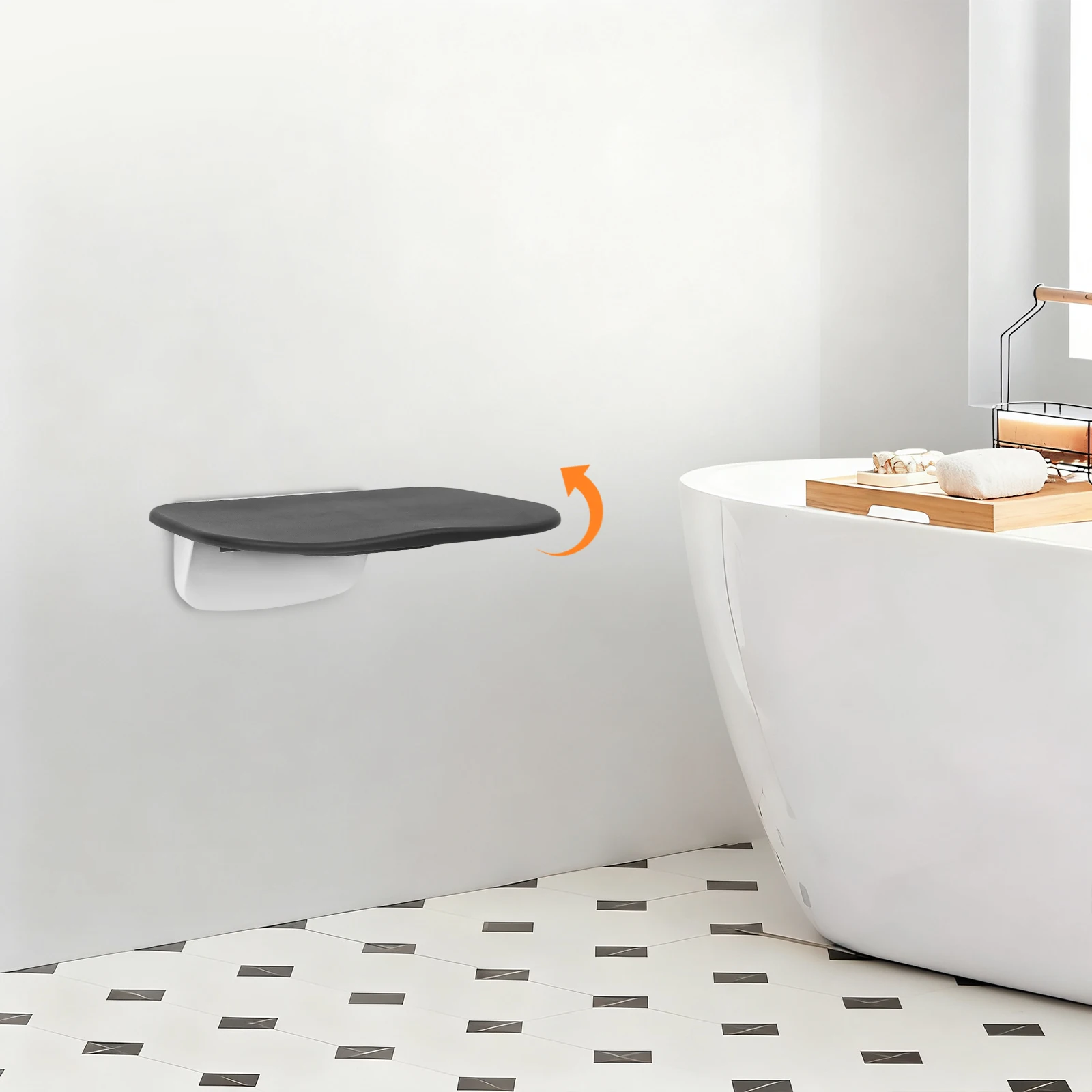 

Foldable Shower Seat Bathroom Shower Chair Stool ABS Wall Mounted Bath Seat for Elderly Disabled, Non-Slip Portable Shower Bench