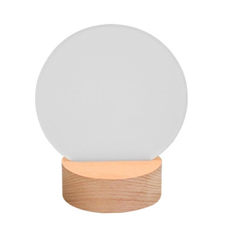 

Sublimation LED Acrylic Photo Frames Night Lights With Warm Color Light With Wood Stand For Heat Press Printing Round