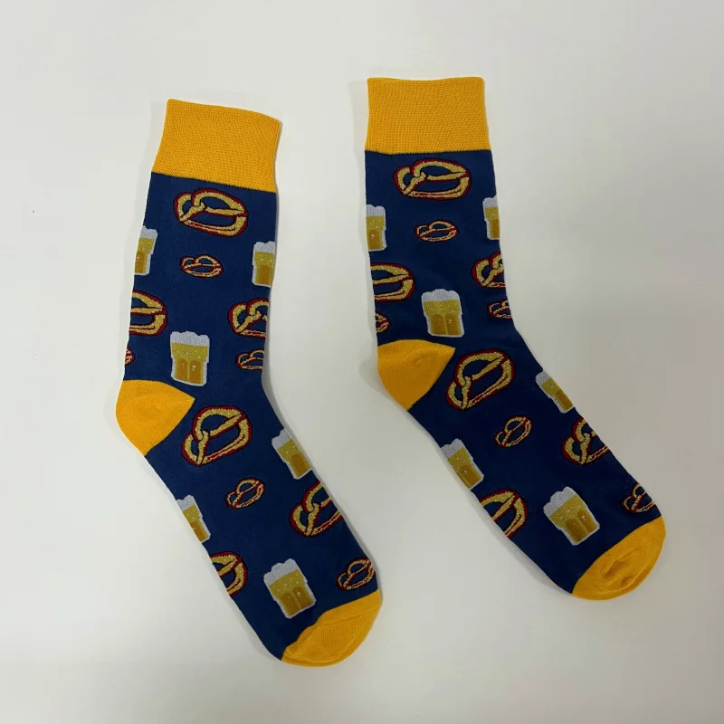 1 Pair Unisex Lye Bread With Sparkling Wine , Novelty Personalized Unisex Men Socks Suit In All Seasons