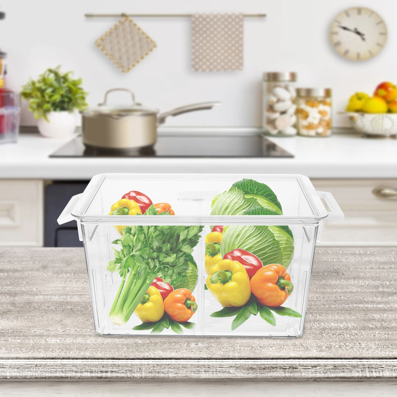 

Transparent Fridge Storage Containers Vegetable Fruit Organizer Crisper Food Storage Boxes Beverage Freezer Organizers