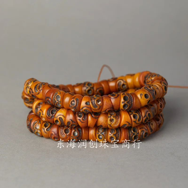 Tibetan-style yak bone A-dai Shituo Linzhu large intestine 108-piece Buddhist prayer beads accessories