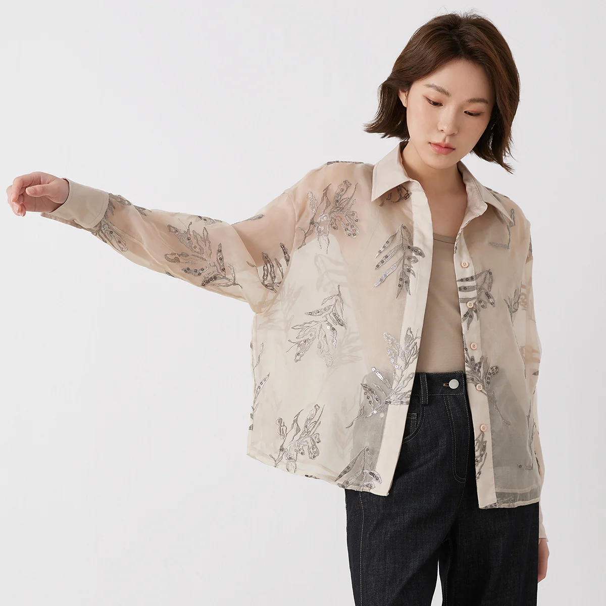 Pop K3014W Luxury Lapel 100% S - Women Formal Blouses For Evening Wear recension och pris