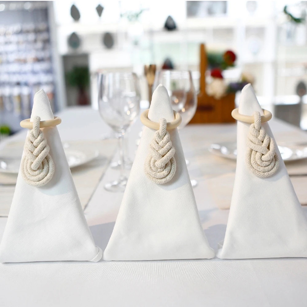 

Handmade Macrame napkin rings decoration with wooden ring handmade boho macrame style for napkin rings