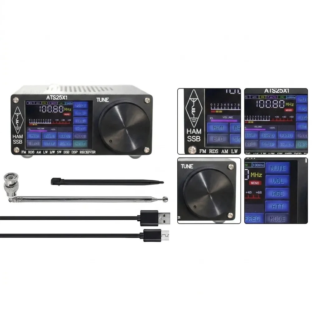 ATS25X1 Multi-Band Radio Featuring 2.4-inch Touch Display for FM LW For MW SW and For SSB with Built-in Lithium Battery