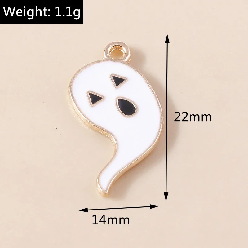 10 stücke Emaille Halloween Tod Geist Charms Anhänger für Schmuck machen niedlichen Ohrringe Halsketten DIY Handwerk Schmuck Geschenke – Detail 20