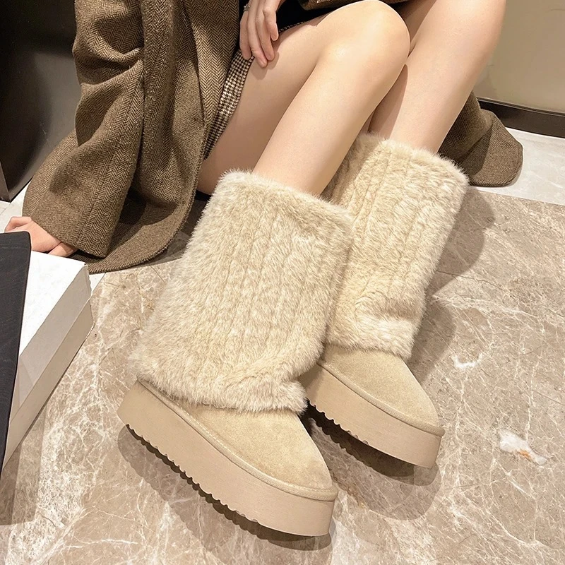 

Exquisite Women's Plush Snow Boots Winter Warm Platform Cotton Shoes for Woman Fashion Casual Boots Designer Boots Botas Mujer