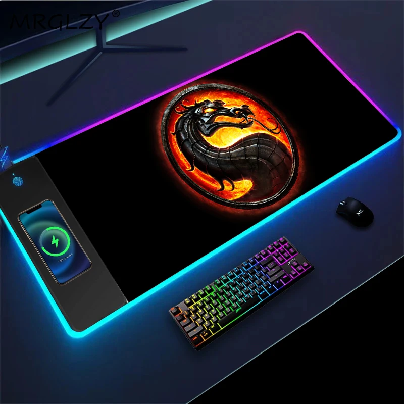 

Mouse Pad Rgb Wireless Charging Mortal Kombat Dragon Gaming Mat Mesa Pc Gamer Desk Laptop Gamer Desk Accessories Mausepad