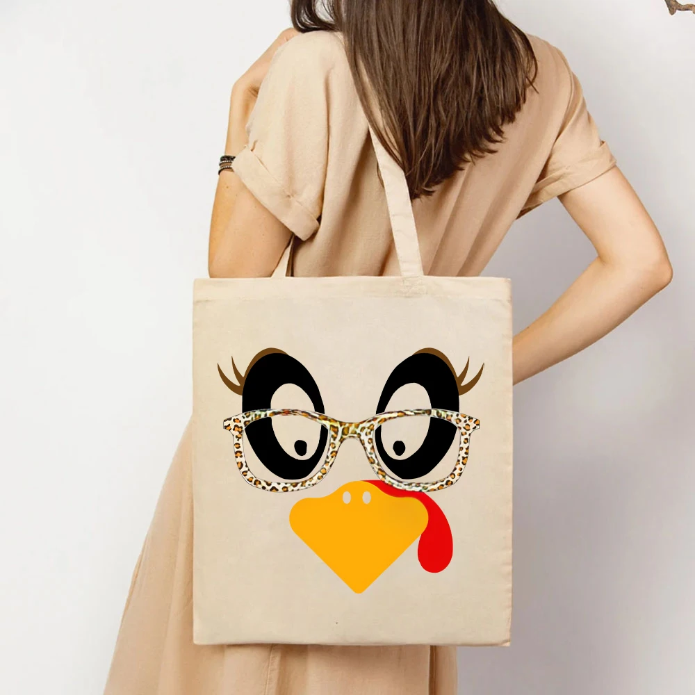 Cute Turkey Fall Thanksgiving Women's Handbag's Thanksgiving Family Matching Tote Bags Turkey Face Bag's Funny Thanksgiving Bags