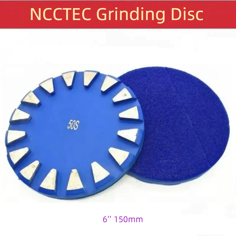 1pcs 6'' 150mm Diamond Turbo Concrete Grinding Polishing Pad Disc Disk Wheel Tool with 16 Triangular Segments Velcroes Backed