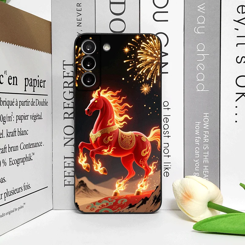 Moda estilo chinês cavalo vermelho impressão caso de telefone para samsung galaxy a56 a42 a14 a55 a16 a54 a36 a53 a52 a51 a50 a15 capas macias