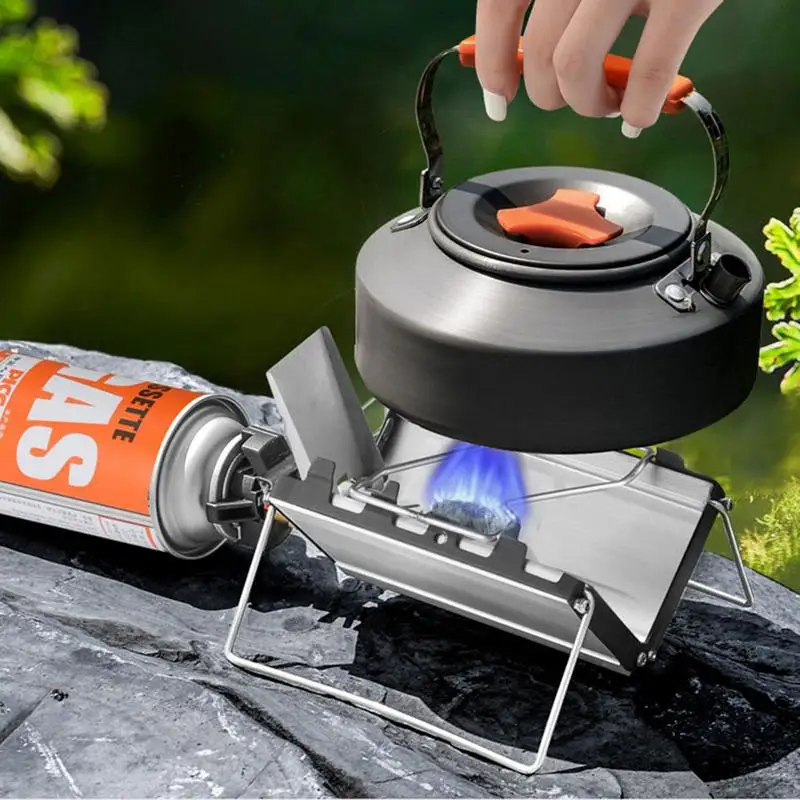 Imagem -06 - Portátil Folding Mini Cassette Fogão para Camping Fogão a Gás Windproof Queimador Dobrável Queimador de Água Fervido Camping Suprimentos 2600w