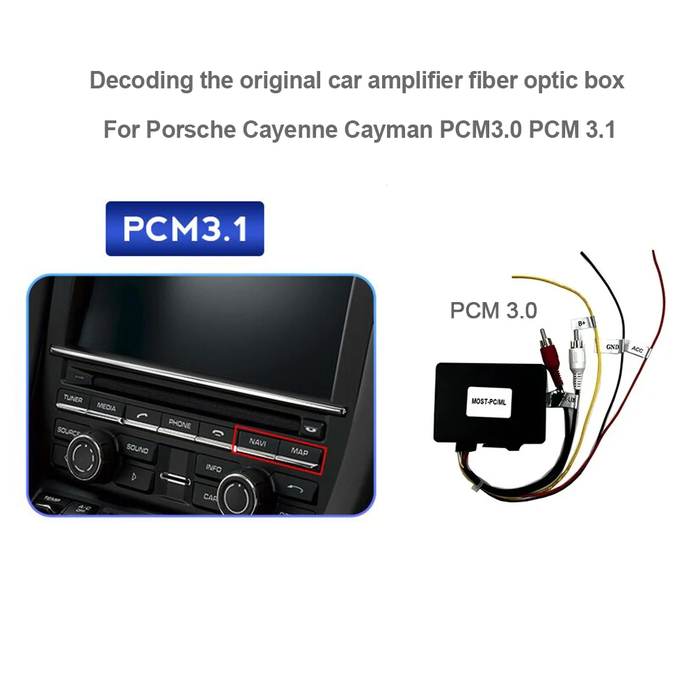 Decoding the original car amplifier fiber optic box For Porsche Cayenne Cayman PCM3.0 PCM 3.1