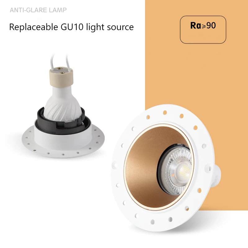 YiYing Led Borderless Spotlights Recessed Round GU10 MR16 Bulb Spot Light 5W 7W Downlight 110V 220V Lamp For Kitchen Home Indoor