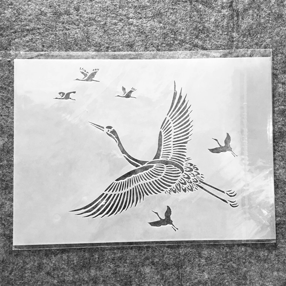 A4 29cm Crane Birds DIY Layering Stencils Wall Painting Scrapbook Coloring Embossing Album Decorative Template