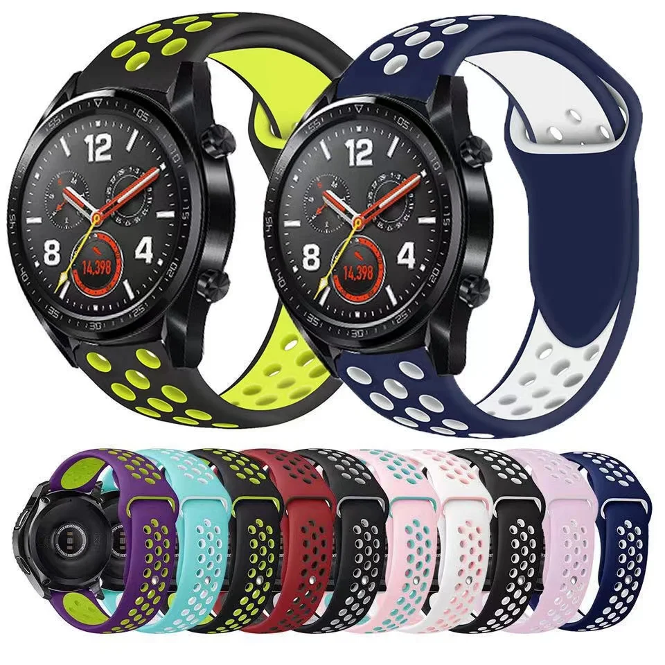 

20mm 22mm Silicone Strap For Samsung Galaxy Watch 6/5/4/3 Huawei Watch 3/GT Sports Breathable Bracelet Belt For Amazfit GTR/GTS