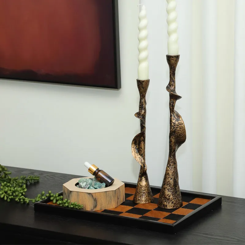 

Винтажный подсвечник Wabi Sabi из состаренной смолы, креативный художественный декор для дома, гостиной и прихожей