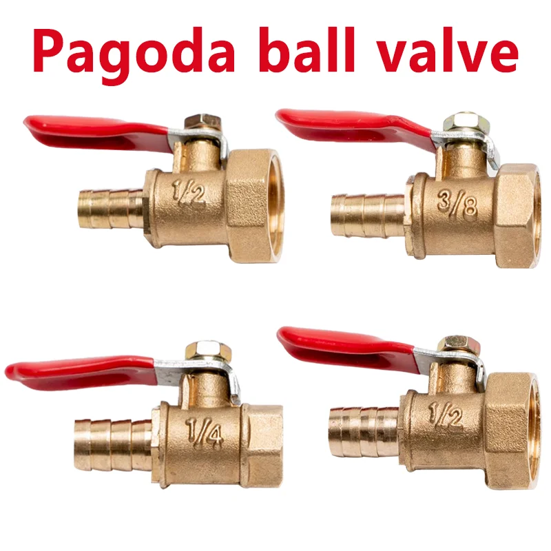 Brass Barbed ball valve 1/8'' 3/8'' 1/4'' Female Thread Connector Joint Copper Pipe Fitting Coupler Adapter 8/10/12mm Hose Barb