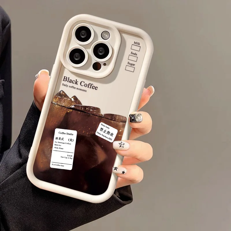 Ice Coffee Painted Case For iPhone 11 14 12 13 15 Funda 15 Pro Max X XR XS Max 8 7 14 15 Plus SE 2020 2022 iPhone11 Bumper Cover