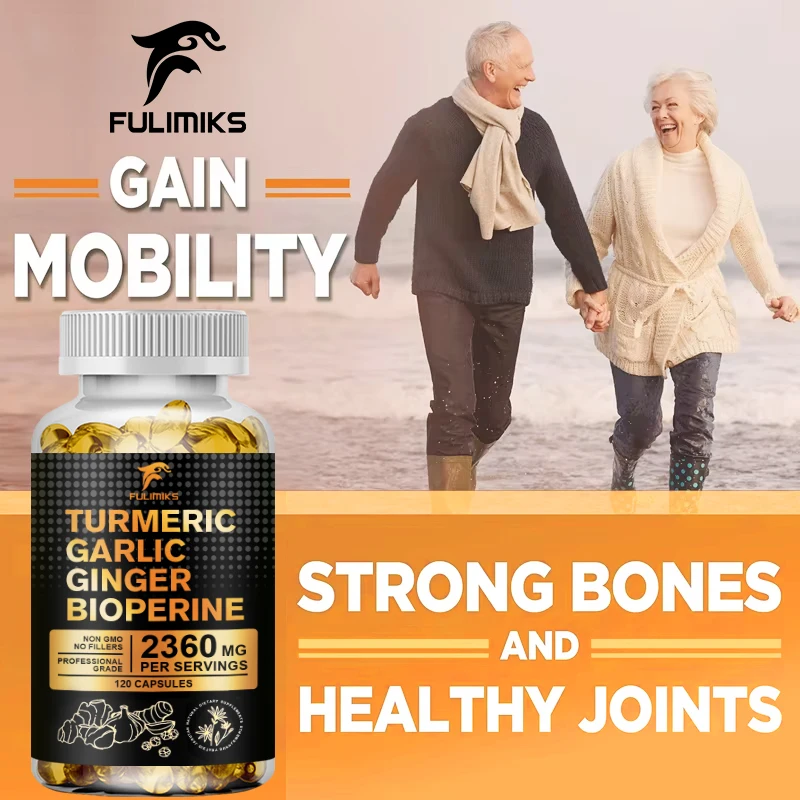 Turmeric Bioperine Garlic Ginger - Promotes Digestive Health, Joint Health, Inflammation Relief & Anti-Inflammation