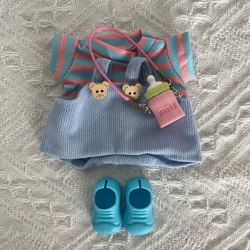 Solo ropa Nueva tendencia caja ciega Labubu ropa de bebé 17cm primera generaciones segunda generación muñeca de peluche ropa doses no