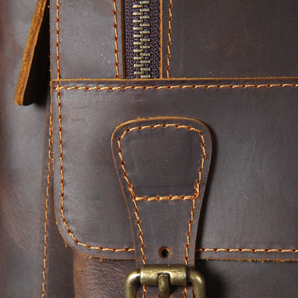 S.WORKER Vintage Echtleder Herrenrucksack Laptop-Tasche Casual Crazy-Horse Leder Schultasche Outdoor-Taschen – Detail 16