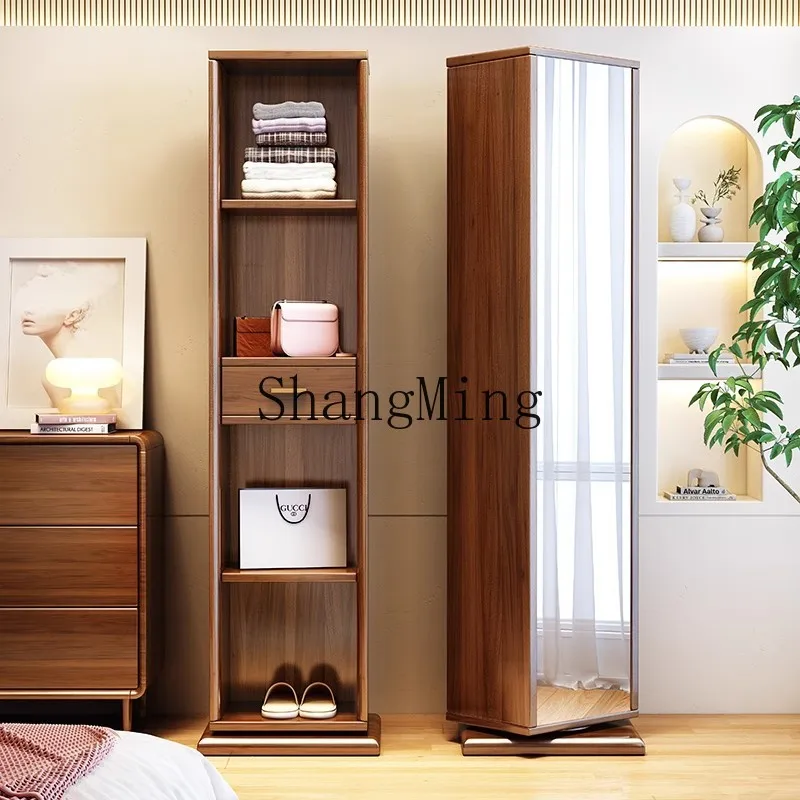 

SM rotatable full-body mirror household storage cabinet integrated fitting mirror multi-function with floor mirror