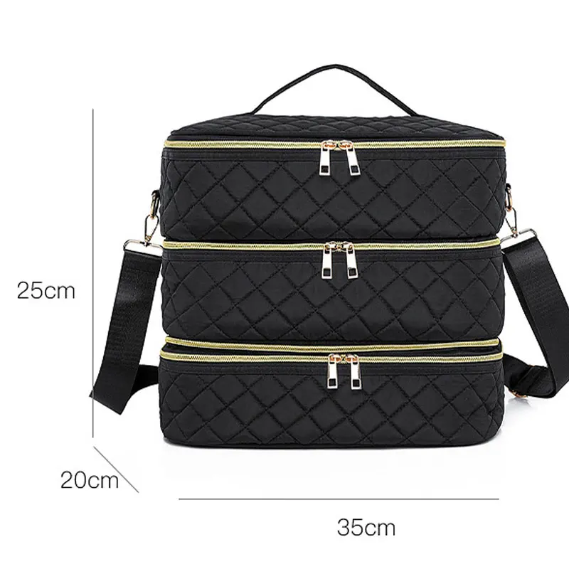 Sac de rangement de vernis à ongles à 3 couches, sac d'huile essentielle, grand sac à bandoulière Portable, outil de soins des ongles cosmétiques, Kit de soins des ongles, boîte de rangement