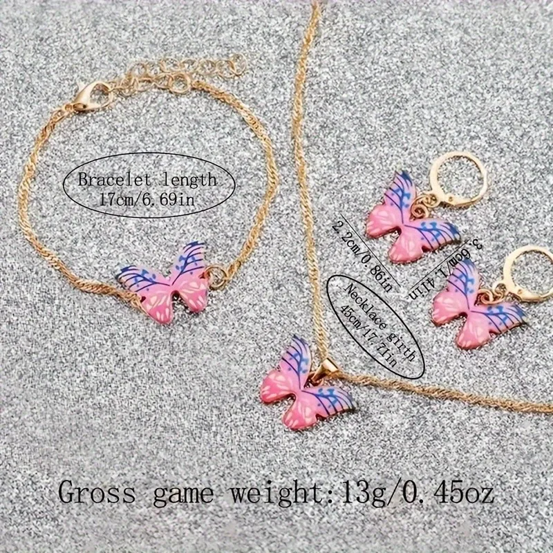 Kegllect ชุดนาฬิกาควอตซ์แบบเรียบผีเสื้อแวววาวของผู้หญิง4ชิ้น