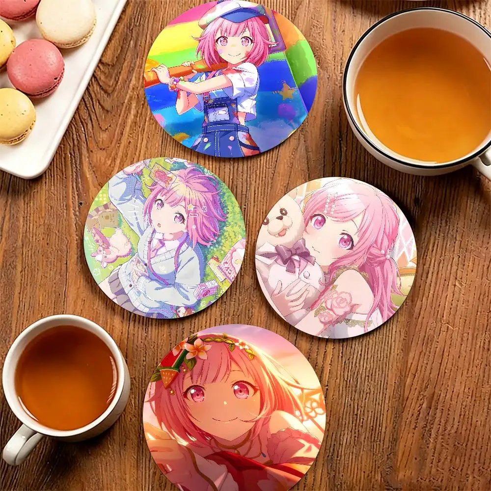 O-Ootori Emu P-Project SEKAI Wooden Cup Mat Cappuccino Vodka Juice Water Coaster for Flower Shop