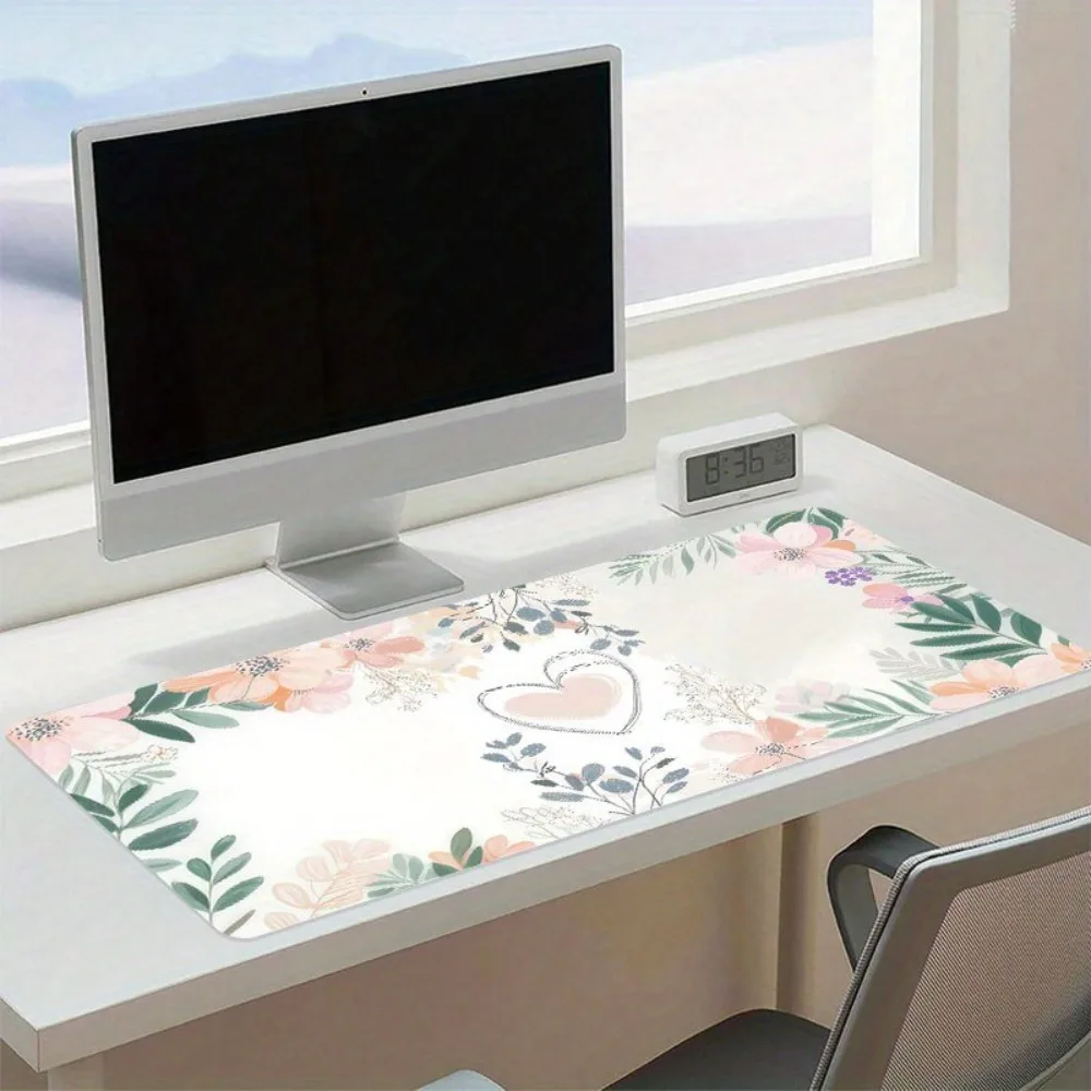 Aesthetic floral plant pattern mouse pad - non-slip desktop pad for home and office use fashionable decorative desktop accessory
